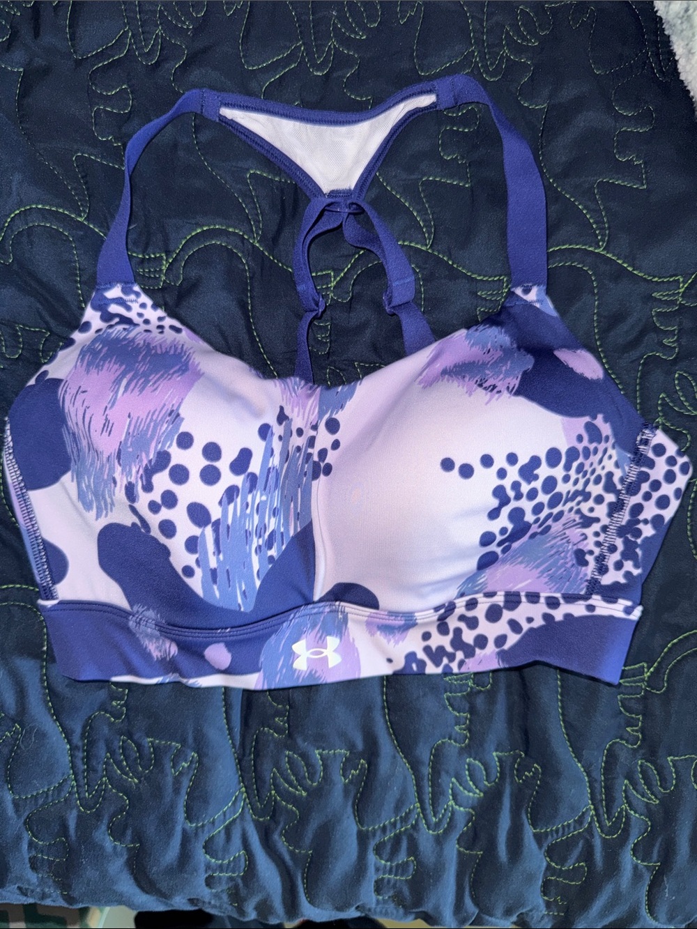 Under Armour Purple and Lavender Abstract Print Sports Bra